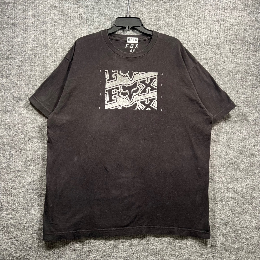 Fox Racing Mens XL Black Graphic Logo T-Shirt Standard Fit 100% Cotton